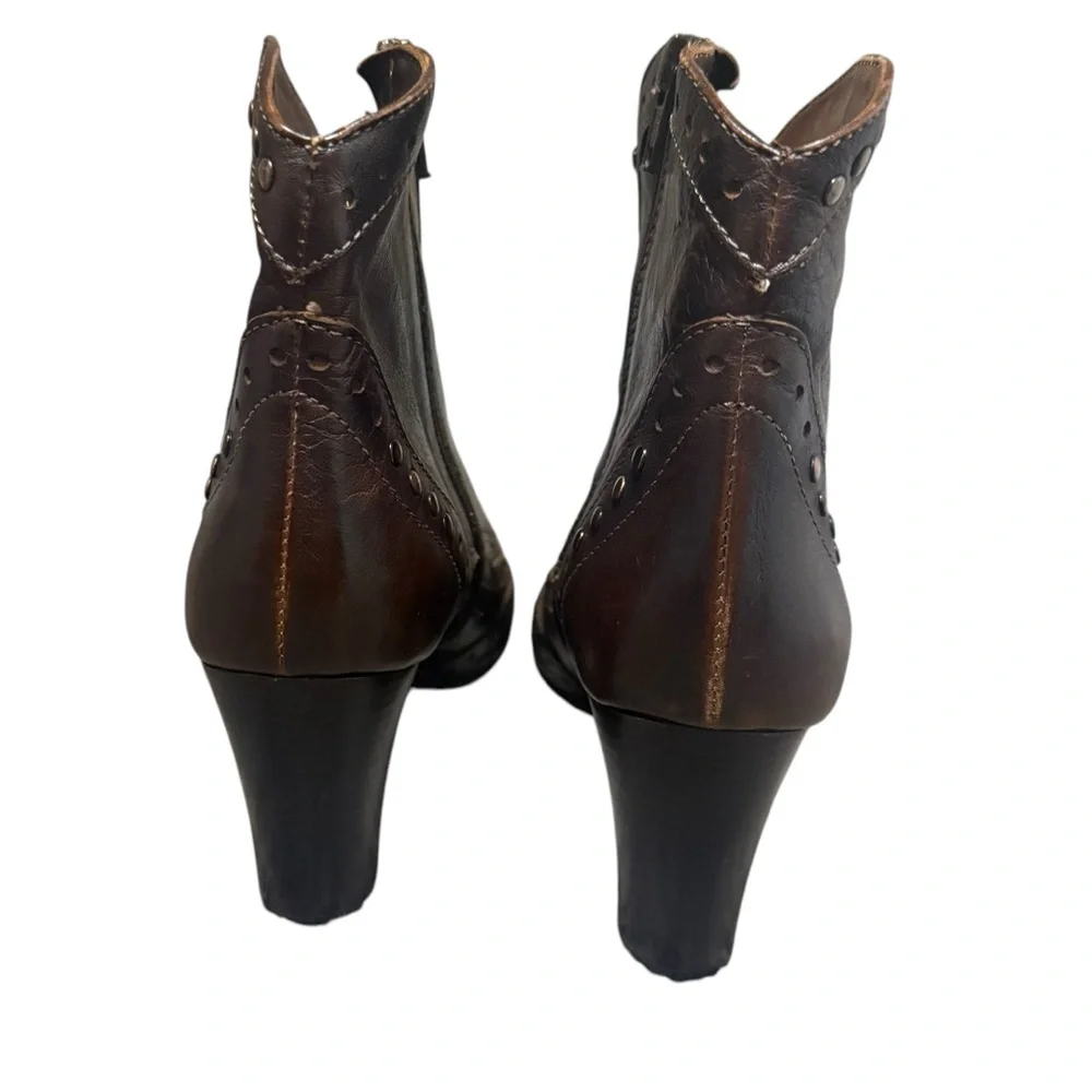 Sesto Meucci Brown Leather Italian Western Style Retro Ankle Boot Womens 7.5 - Picture 4 of 9